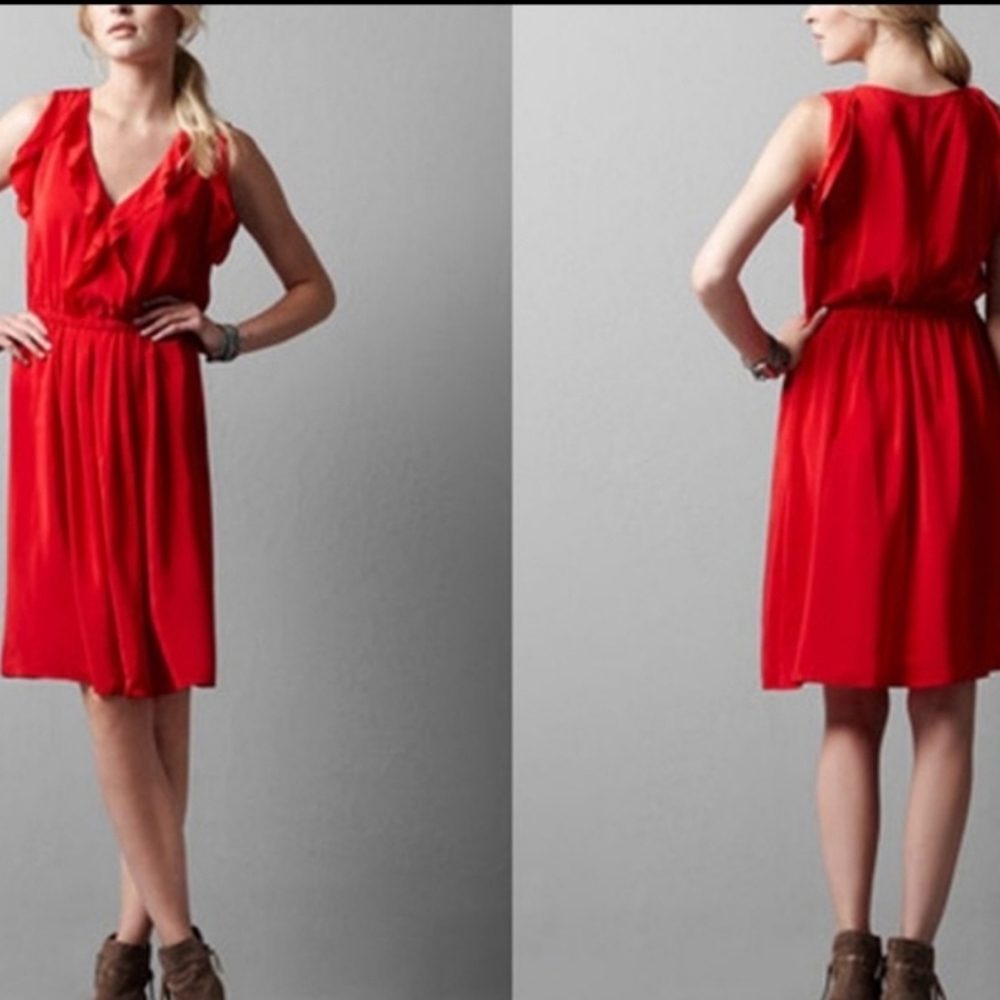 Ann Taylor LOFT Red Silk Dress